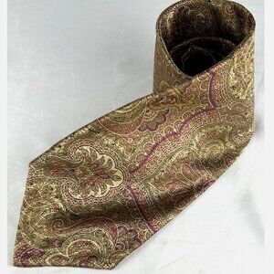 Robert Talbott Best Of Class Gold Purple Floral 100% Silk Neck Tie USA